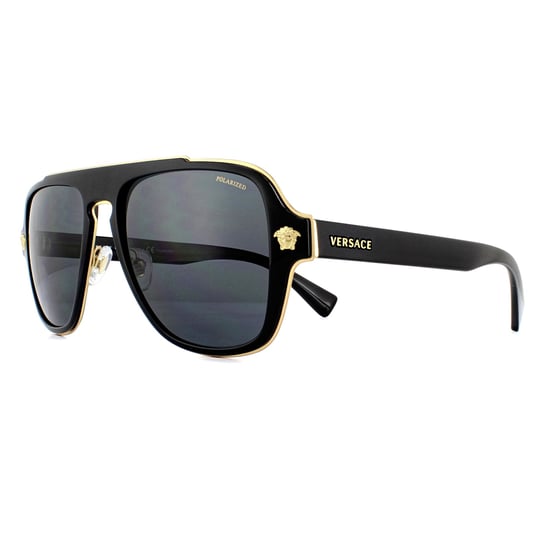 Versace Aviator Heren Zwarte Grijze Polaroid Zonnebril - Image 2