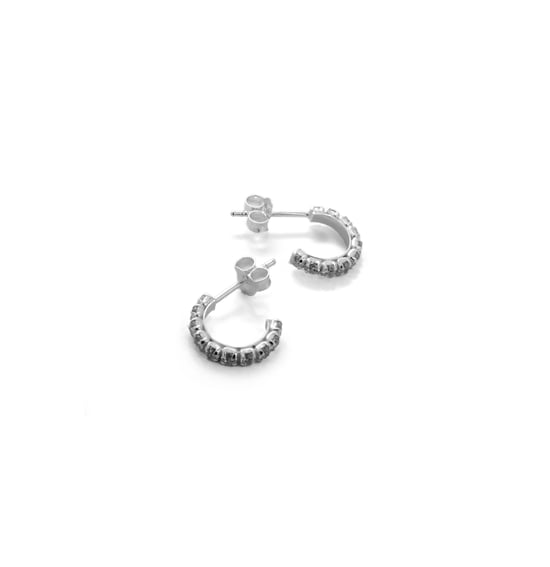 Luxenter Sterling zilveren 925 oorbellen met gerhodineerde briljant zirkonia - Essential - Image 3