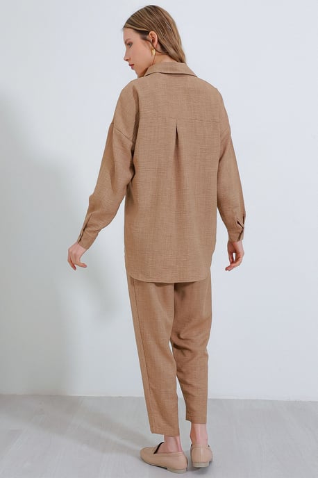 Linnenmix Lange Mouwen Shirt en Broek Set - Image 5