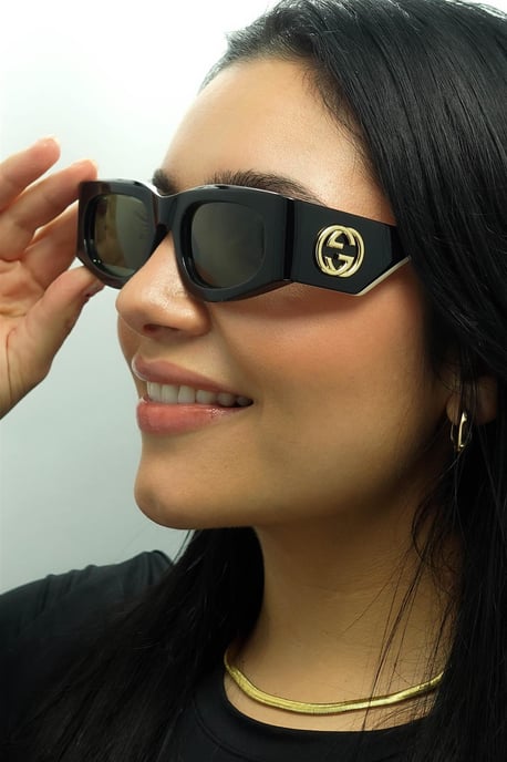 Gucci Rechthoek Dames Zwart met Ivoor Grijs GG1664S - Image 5