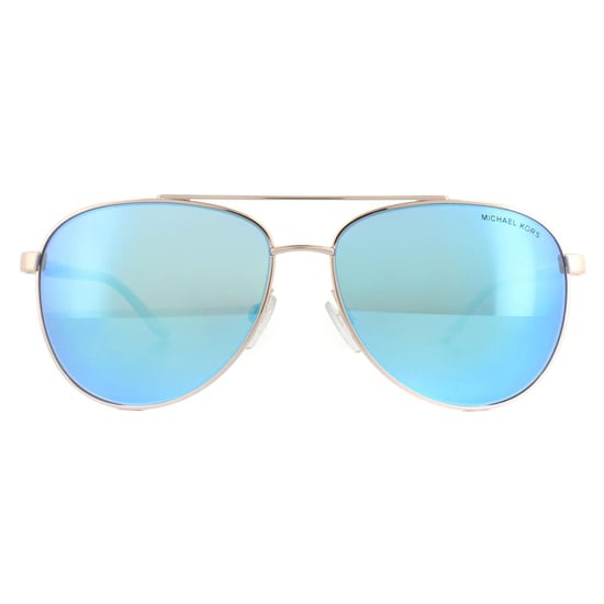 Michael Kors Aviator Womens Rose Gold White Blue Mirror Zonnebril - Image 1