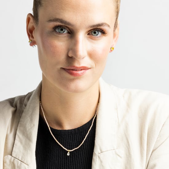 Luxeketting, athat gemaakt van metaallegering en champagne zirkonia 18K vergulde afwerking - Image 2