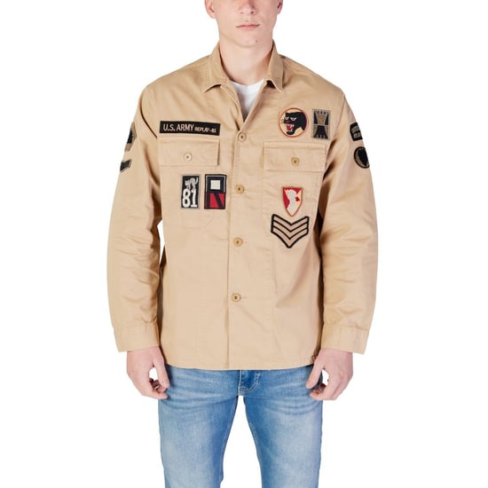 Men's Replay Classic Overshirt in Beige - Image 5