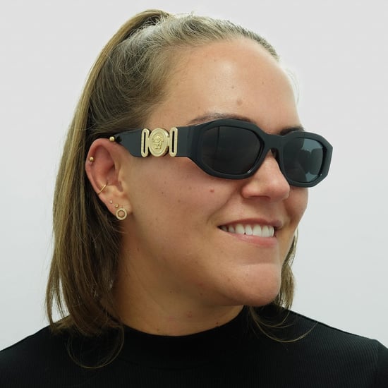 Versace Rechte Unisex Zwarte Donkergrijze Zonnebril - Image 6