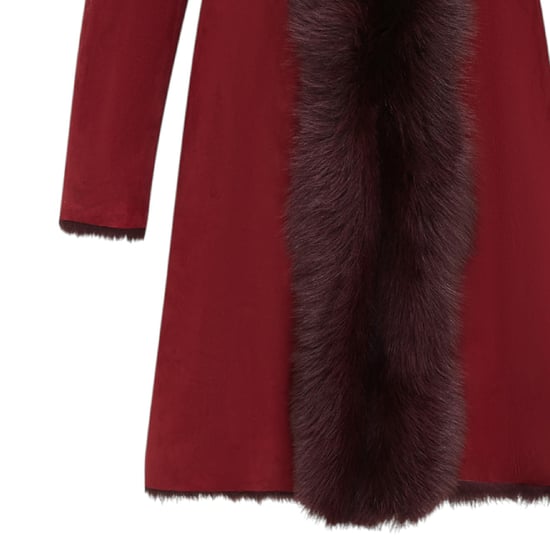 Vrouwelijke Bourgondische Toscaanse schapenvacht suède trenchcoat - Tbilisi - Image 6