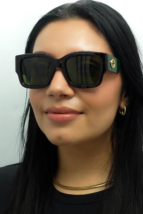 Gucci vierkant dames Havana met groen en rood GG1663S - Image 6