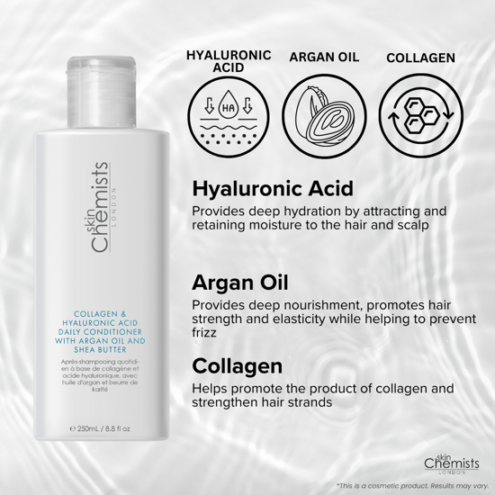 skinChemists Dagelijkse conditioner met collageen en hyaluronzuur, arganolie en sheaboter, 250 ml - Image 2