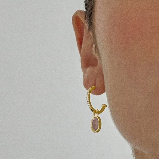 Luxenter Nyahau Oorbellen met Paars Kristal afgewerkt in 18K geel goud - Image 3