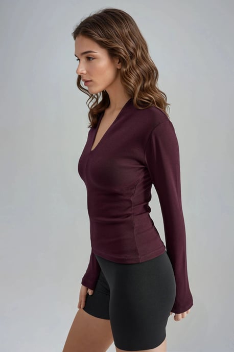 Slim Fit V-Hals Lange Mouwen Blouse - Image 4