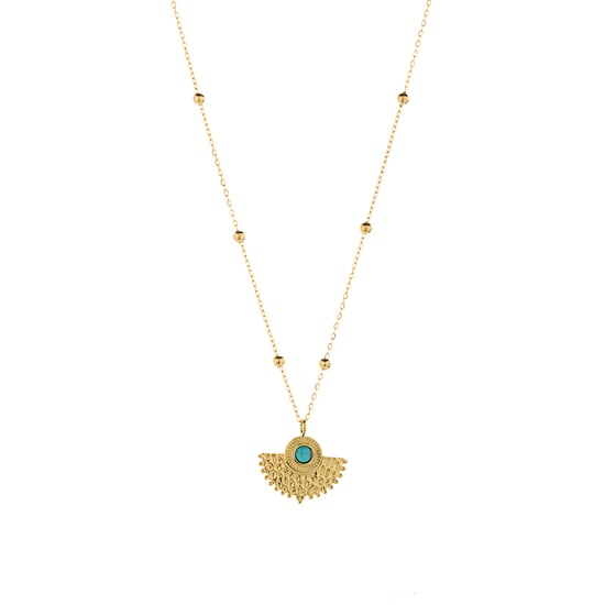 Luxenter Turkooizen collier afgewerkt in 18K geel goud - Kumora - Image 1