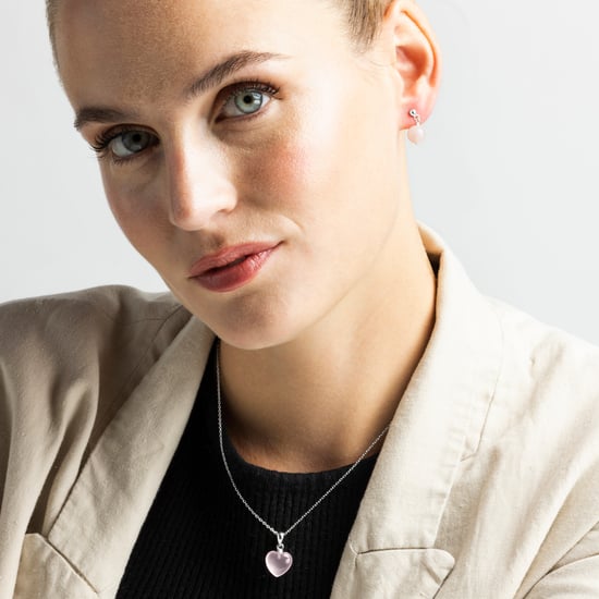 Luxenter, 925 sterling zilveren en rozenkwarts gerhodineerde ketting - Image 2