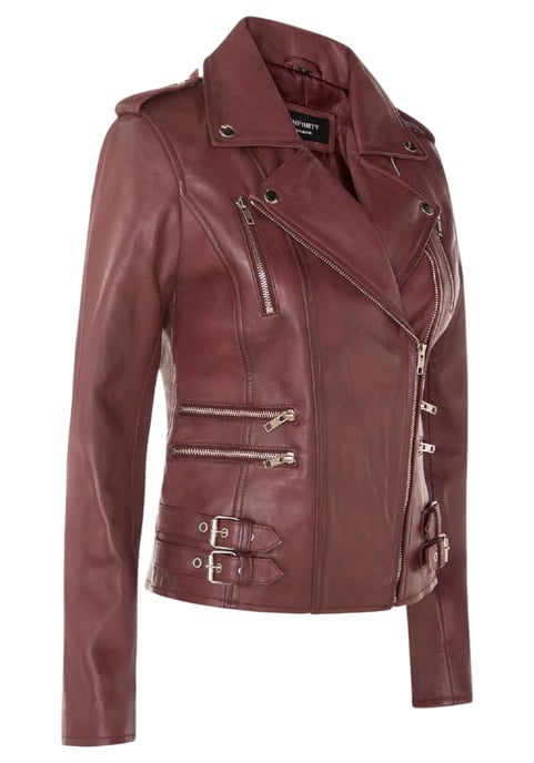 Dames leren bordeauxrode Brando bikerjack - Constantia - Image 4