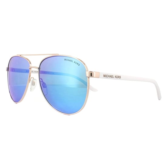 Michael Kors Aviator Womens Rose Gold White Blue Mirror Zonnebril - Image 2