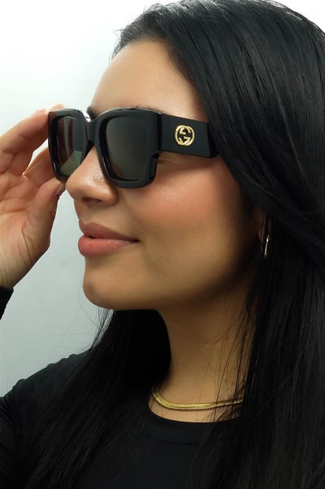 Gucci Vierkant Vrouwen Zwart met Havana Grijs GG1663S - Image 5
