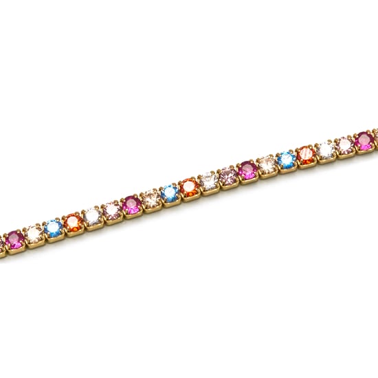 Luxenter 925 Sterling zilveren armband met multicolour zirkonia afgewerkt in 18K geel goud - Tahu - Image 6