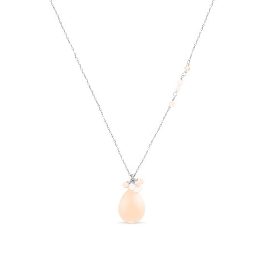 Luxeketting, metaallegering adak en oranje agaat gerhodineerd - Image 1