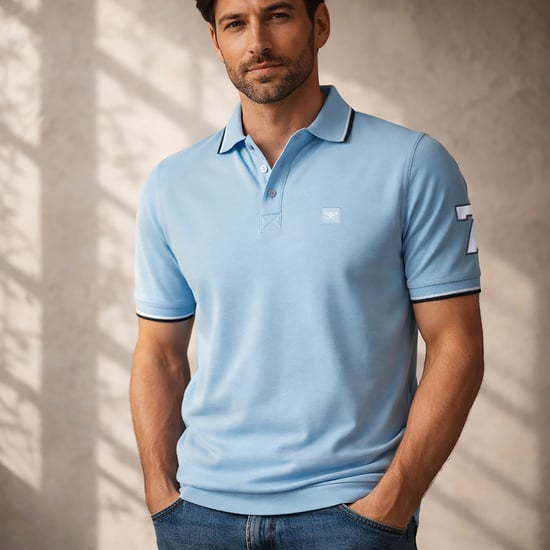 Cappuccino Italia Polo SS Polo Applique Pique Blauw - Image 2