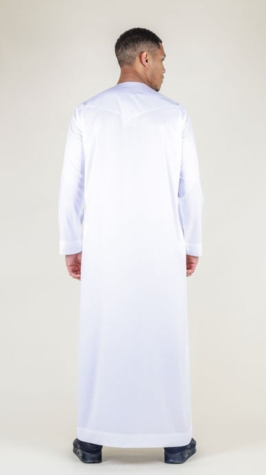 Witte Thobe-gewaad voor heren, satijn Emirati Islamitische Jubba Eid, normale pasvorm - Image 3