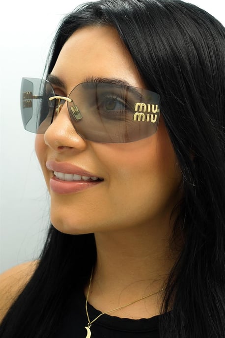 Miu Miu MU54YS 5AK30B gouden lichtgrijze zonnebril - Image 5