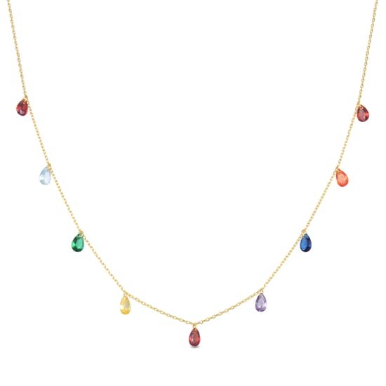 Luxenter, Lukza collier in 925 sterling zilver en veelkleurige zirkonia met 18 kt geelgouden plating - Image 1