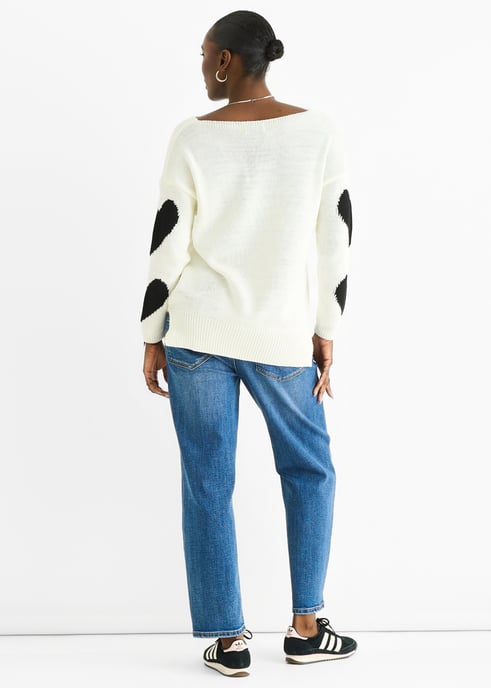 Witte oversized hart trui met V-hals - Image 4
