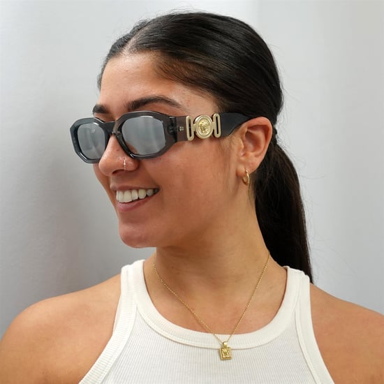 Versace rechthoek unisex transparant grijs licht grijs zilveren spiegel ve4361 zonnebril - Image 5