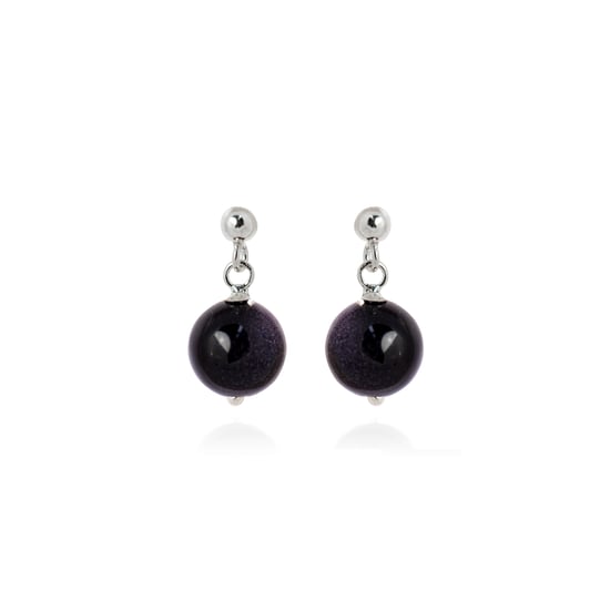 Luxenter oorbellen, 925 sterling zilver en blauwe aventurijn, gerhodineerd coleki - Image 1