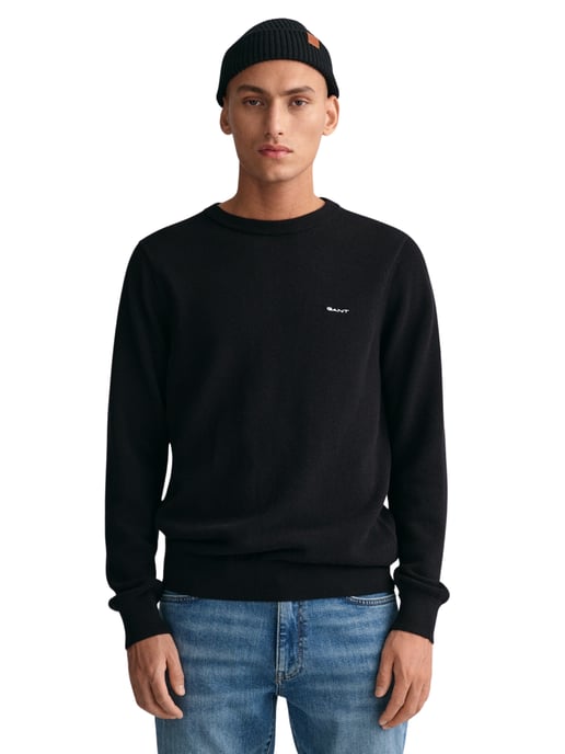 GANT Mens Cotton Pique Crew Neck Jumper - Image 3