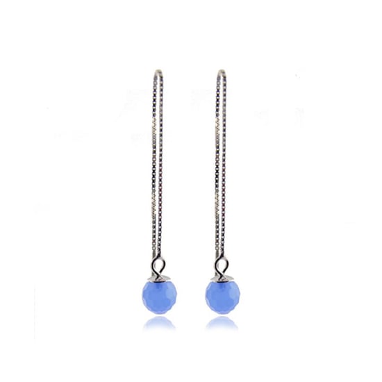 Luxenter, 925 sterling zilver en gerhodineerd aquamarijn blauwe hydrothermale kwarts oorbellen - Image 1