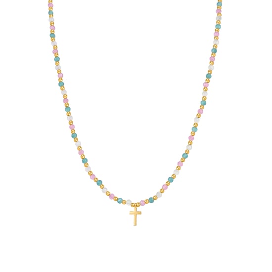 Luxenter Sterling Zilver 925 Ketting met Veelkleurig Kristal afgewerkt in 18K geel goud - Liwa - Image 1