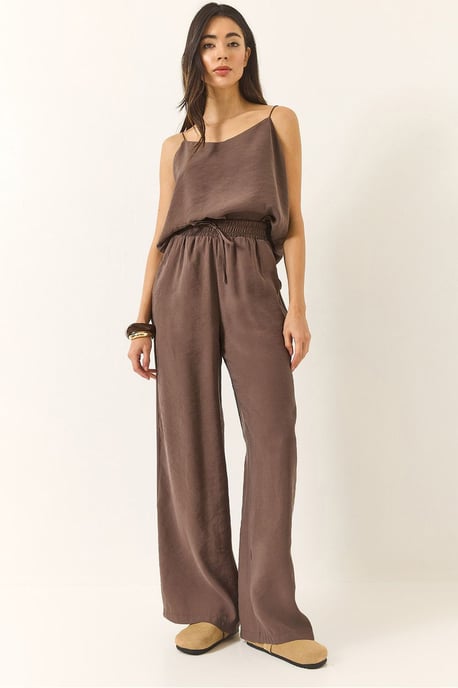 Mouwloze Camisole en Wijde Pantalon Coördinaten Set - Image 1