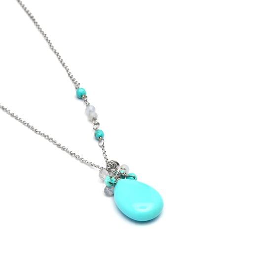Luxeketting, metaallegering adak en turkoois gerhodineerd - Image 4