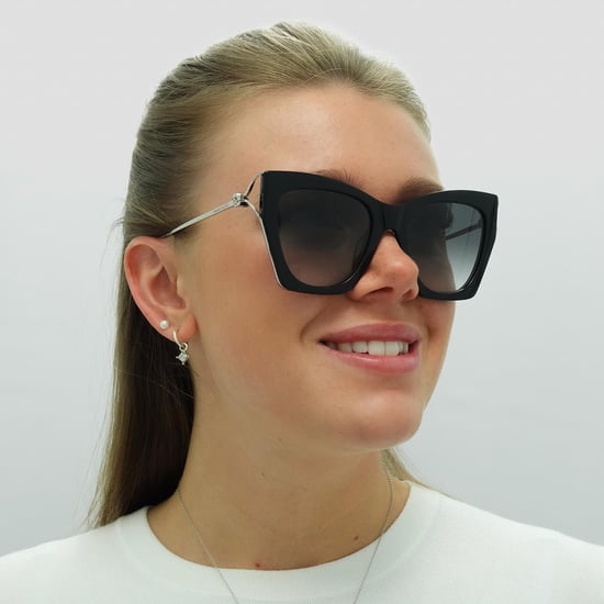 Alexander McQueen Cat Eye Dames Zwart Silver Grijs Gradient AM0375S - Image 5