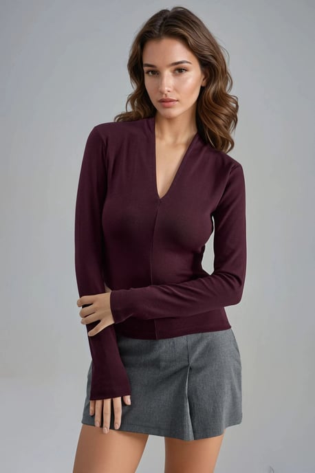 Slim Fit V-Hals Lange Mouwen Blouse - Image 2
