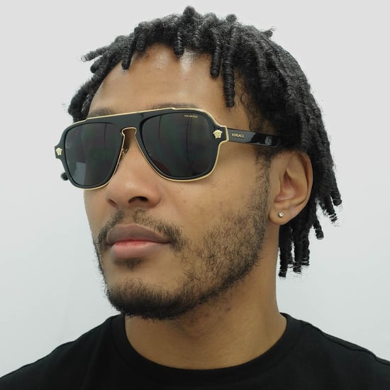 Versace Aviator Heren Zwarte Grijze Polaroid Zonnebril - Image 6