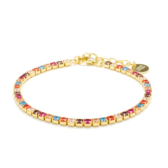 Luxenter 925 Sterling zilveren armband met multicolour zirkonia afgewerkt in 18K geel goud - Tahu - Image 1