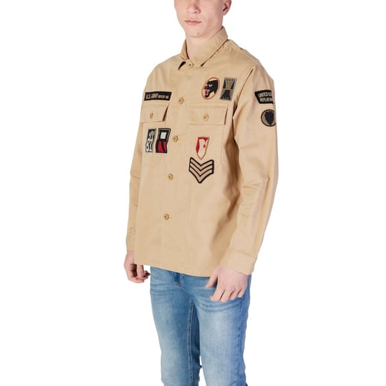 Men's Replay Classic Overshirt in Beige - Image 4