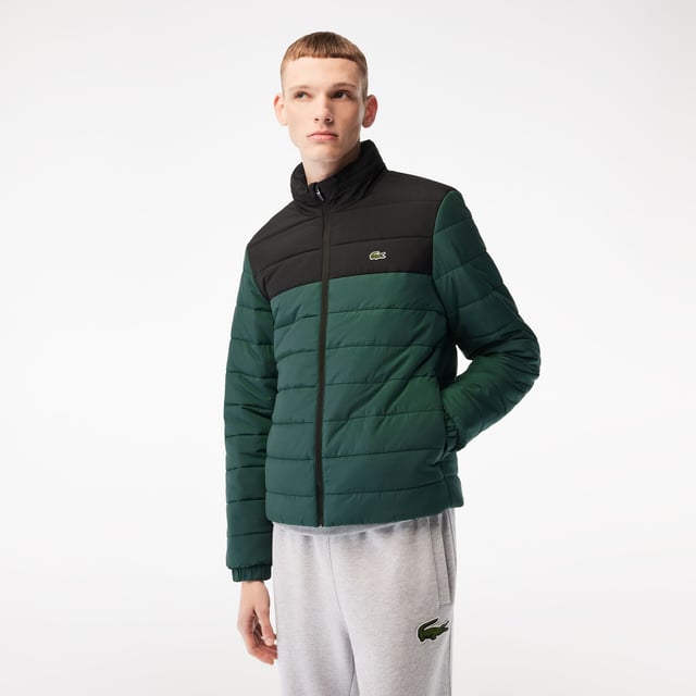 Men s Lacoste Hooded Puffer Jacket in green