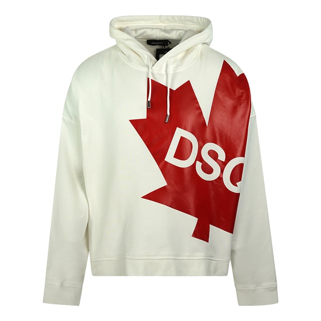 Dsquared2 Oversized witte hoodie met groot esdoornbladlogo