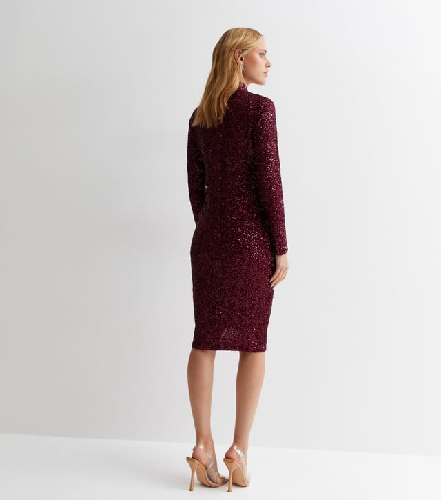 Bodycon-jurk met hoge hals en pailletten