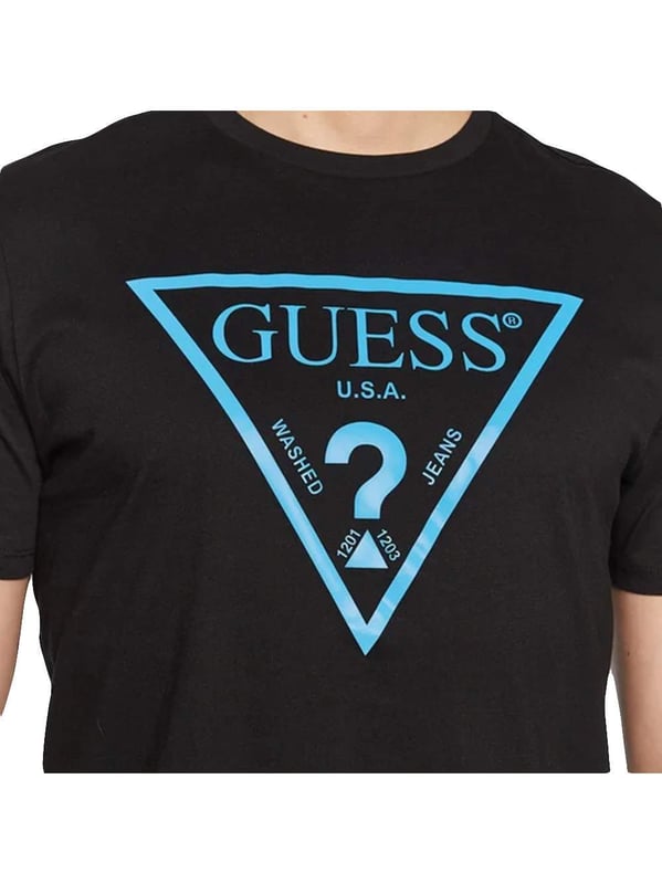 Guess Heren T shirt Classic logo driehoek blauw