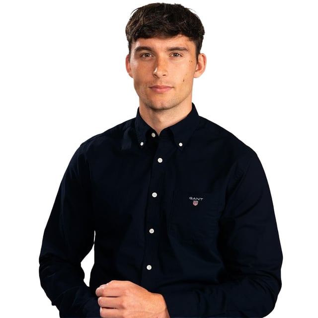 herenoverhemd met linnen blauw