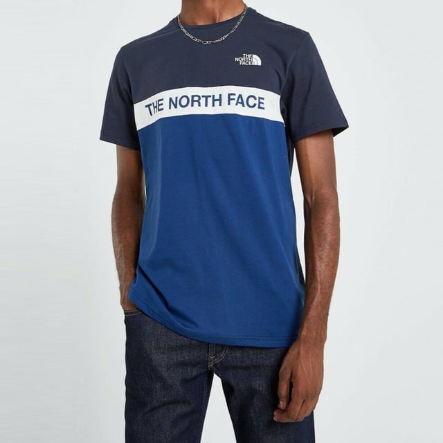 The North Face Heren Geweven Colour Block T shirt Blauw