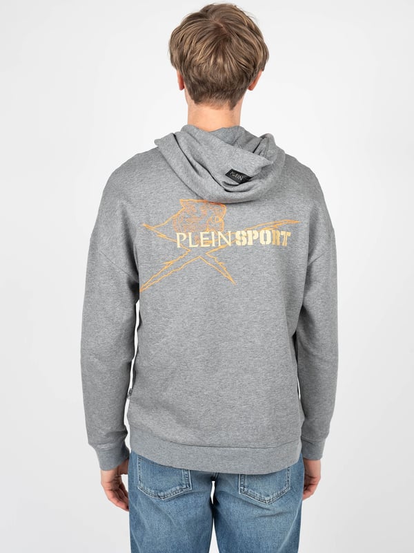 Blauwe Sweatshirt Met Dubbellaags Capuchon Mannen Unisex Original 4
