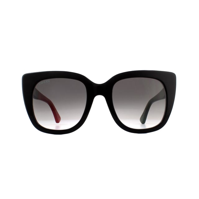 Gucci zonnebril GG0163SN 003 Zwart met rode en groene bruine gradi nt