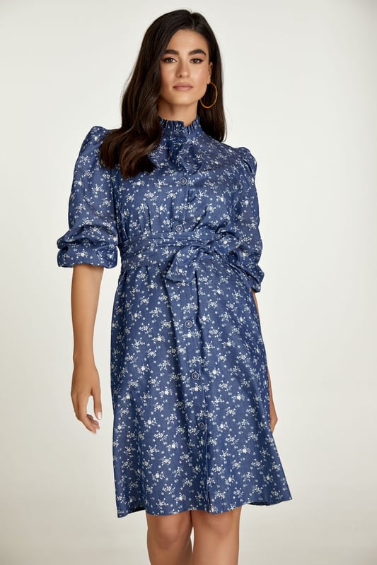GORGLITTER Damesblouses met lange mouwen, opstaande kraag