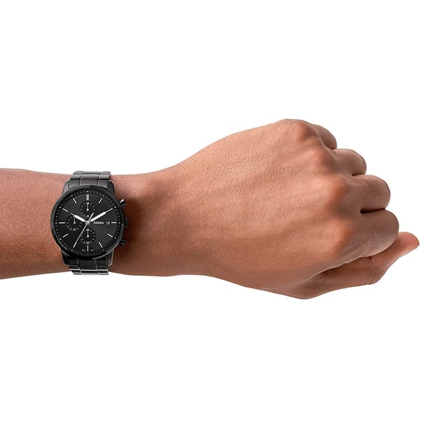 Fossil Minimalist Chrono herenhorloge Zwart FS5848