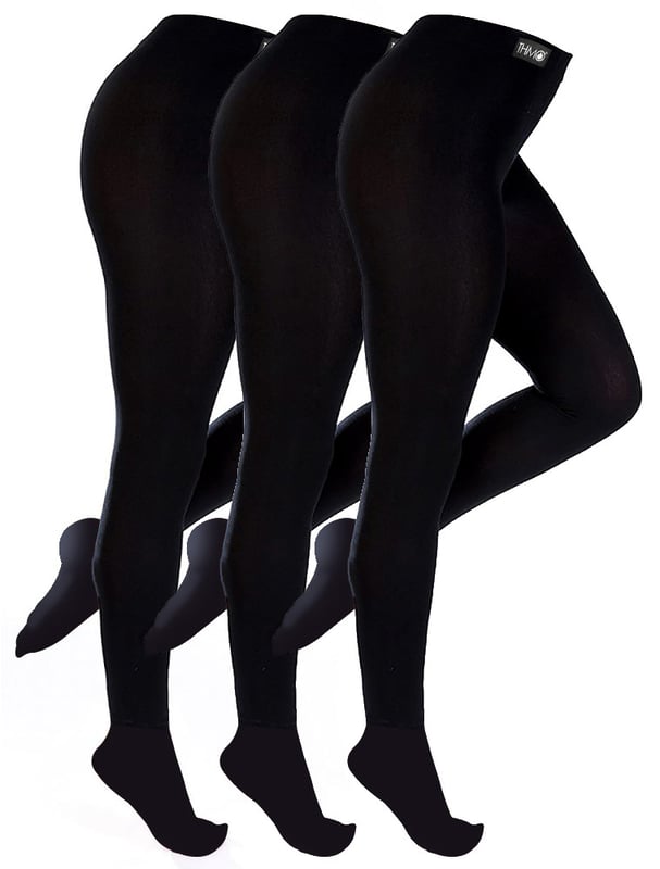 THMO - Set van 3 thermo leggings met fleece voering voor dames - Zwart