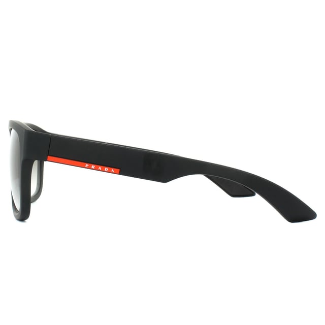 Prada Sport Zonnebril PS03QS DG00A7 Zwarte Rubberen Grijze Verloop