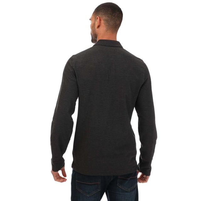 Men s Original Penguin Logo Long Sleeve Polo Shirt in Charcoal